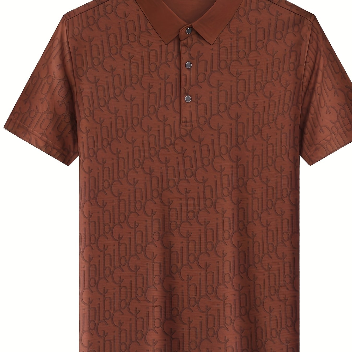 Men'S Casual Summer Short Sleeve T-Shirt with "Gil" Letter Print, Light Gray, Button-Up Collar, Medium Stretch Fabric, Regular Fit, Perfect for Weekend Outings, Relaxed Outing Shirt | Letter Print Tee | Medium Stretch Fabric