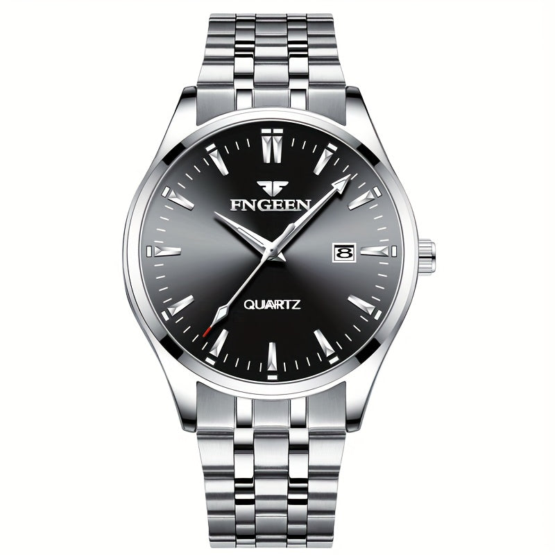 Men's Business Trendy Watch Casual Steel Strap Calendar Quartz Ultra-Thin Wristwatch