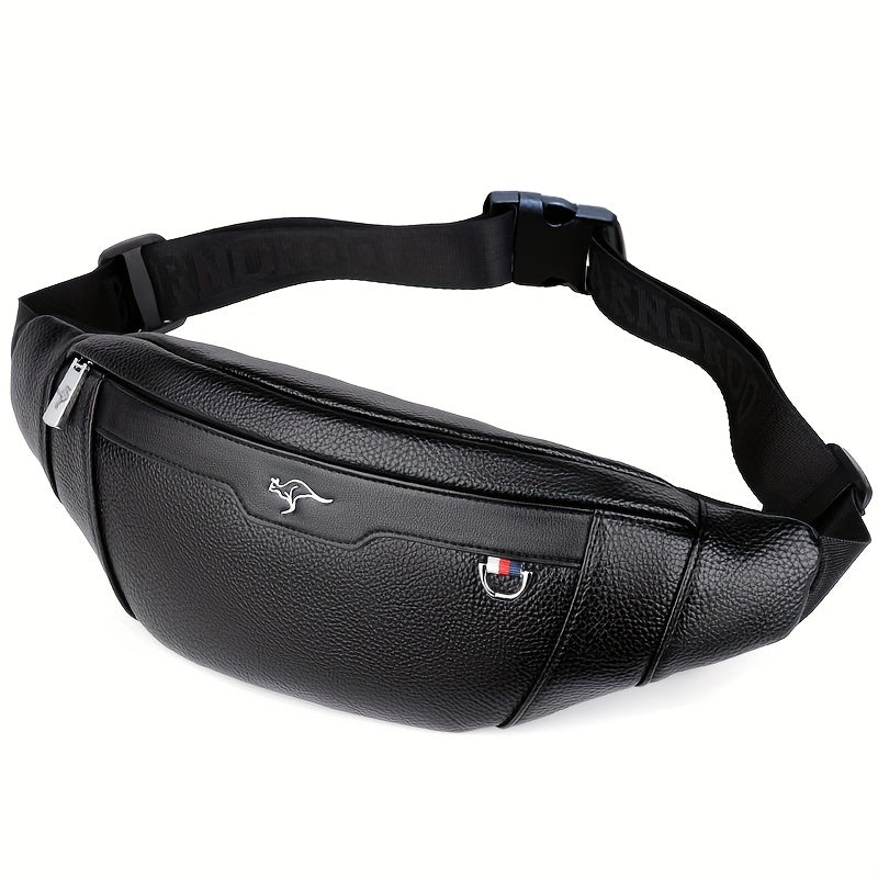 Men's Synthetic Leather Crossbody Bag - Adjustable Strap, Multiple Compartments, Lightweight Waist Pack for Hiking, Cycling & Daily Commute, Black, Cycling Bag | Modern Crossbody Bag | Adjustable Strap Bag
