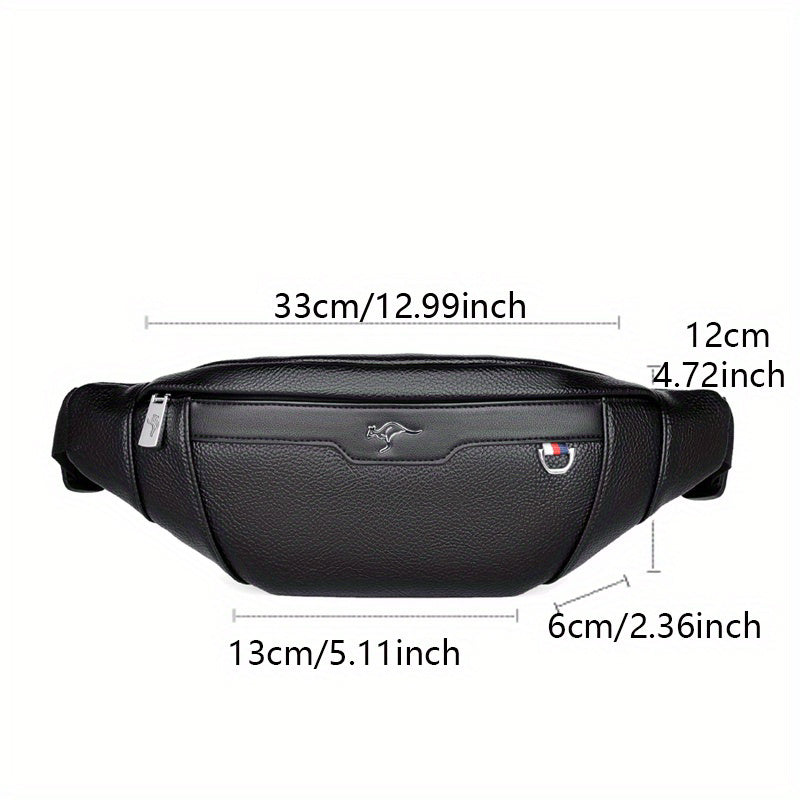 Men's Synthetic Leather Crossbody Bag - Adjustable Strap, Multiple Compartments, Lightweight Waist Pack for Hiking, Cycling & Daily Commute, Black, Cycling Bag | Modern Crossbody Bag | Adjustable Strap Bag