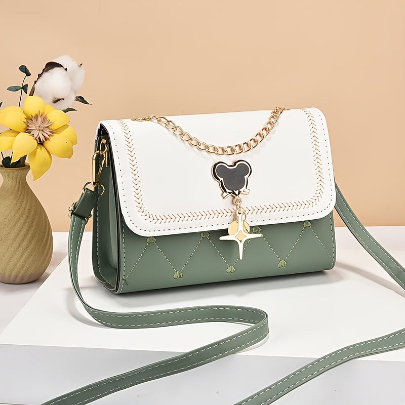 Chic Women'S Quilted Crossbody Bag with Chain Strap - Adjustable Strap, Snap Closure, Polyester Lining, Perfect for Parties, Dates, and Gifts, Party Accessory | Quilted Texture | Adjustable Strap Bag