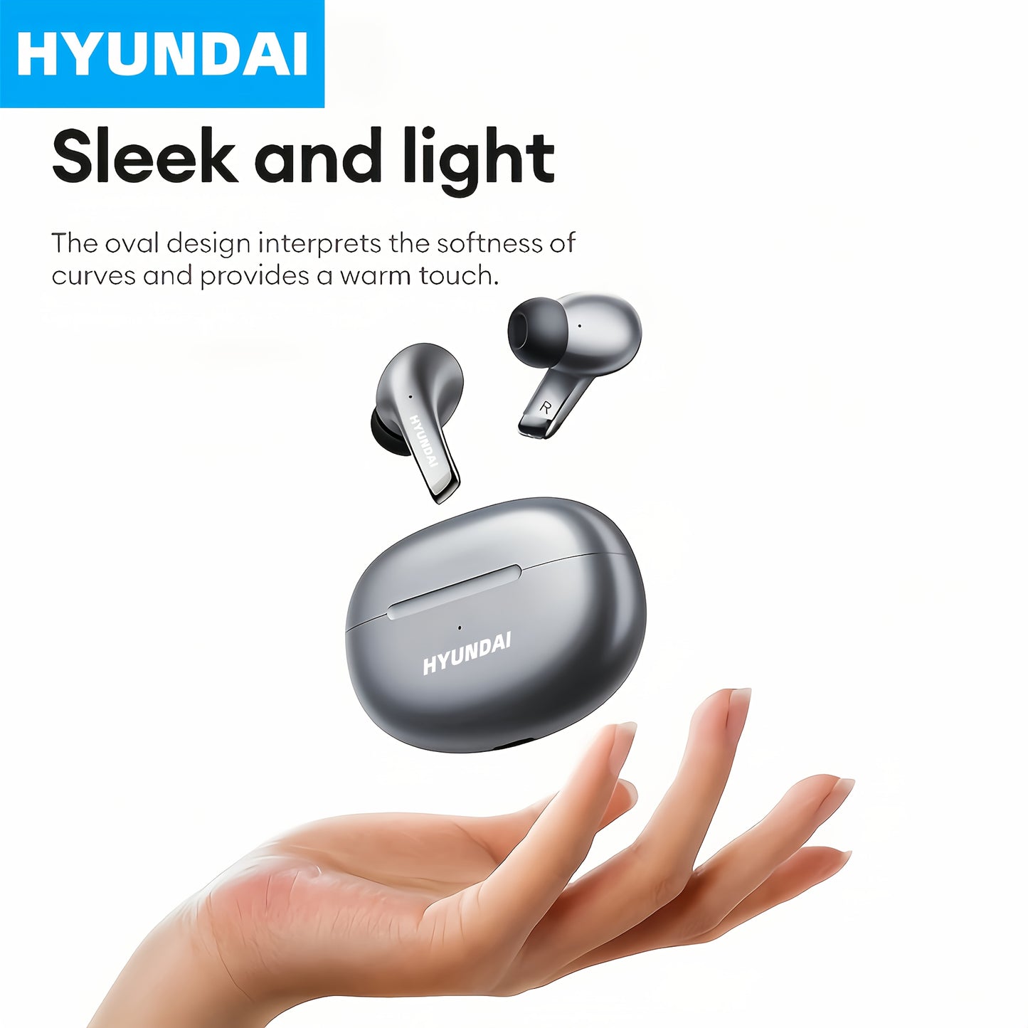 HYUNDAI 2024 Earbuds - High-Resolution Sound Quality, Dual AAC & SBC Decoding, New 5.3 Chip for Enhanced Connectivity, Intelligent Noise Cancellation, Smart Control, Comfortable Fit, Long Battery Life, Auto-Pairing, and Clear