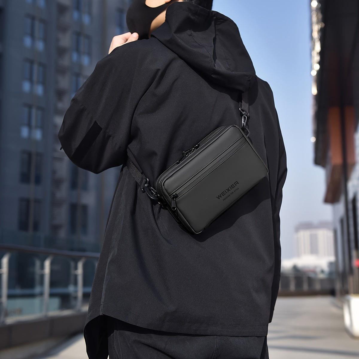 WEIXIER Unisex Fashion Messenger Bag, Shoulder Satchel with Detachable Strap, Polyester Lined, Business Briefcase for Commuting & Outdoor, Ideal Gift for Husband Or Boyfriend