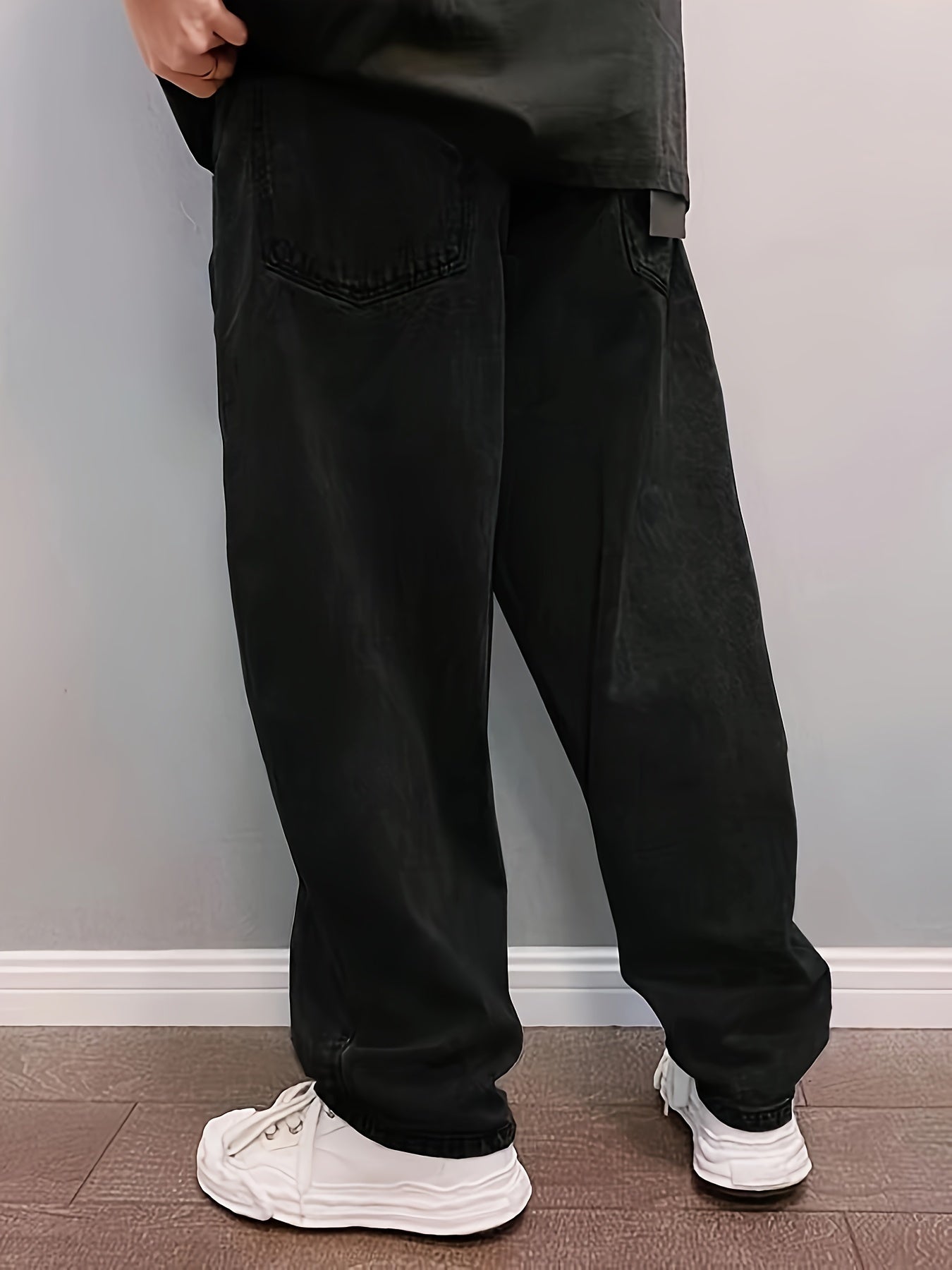 New Men'S Long Pants for Spring And Summer 2024, Light Blue Washed Denim, Loose-Fitting Casual Street Style Jeans.