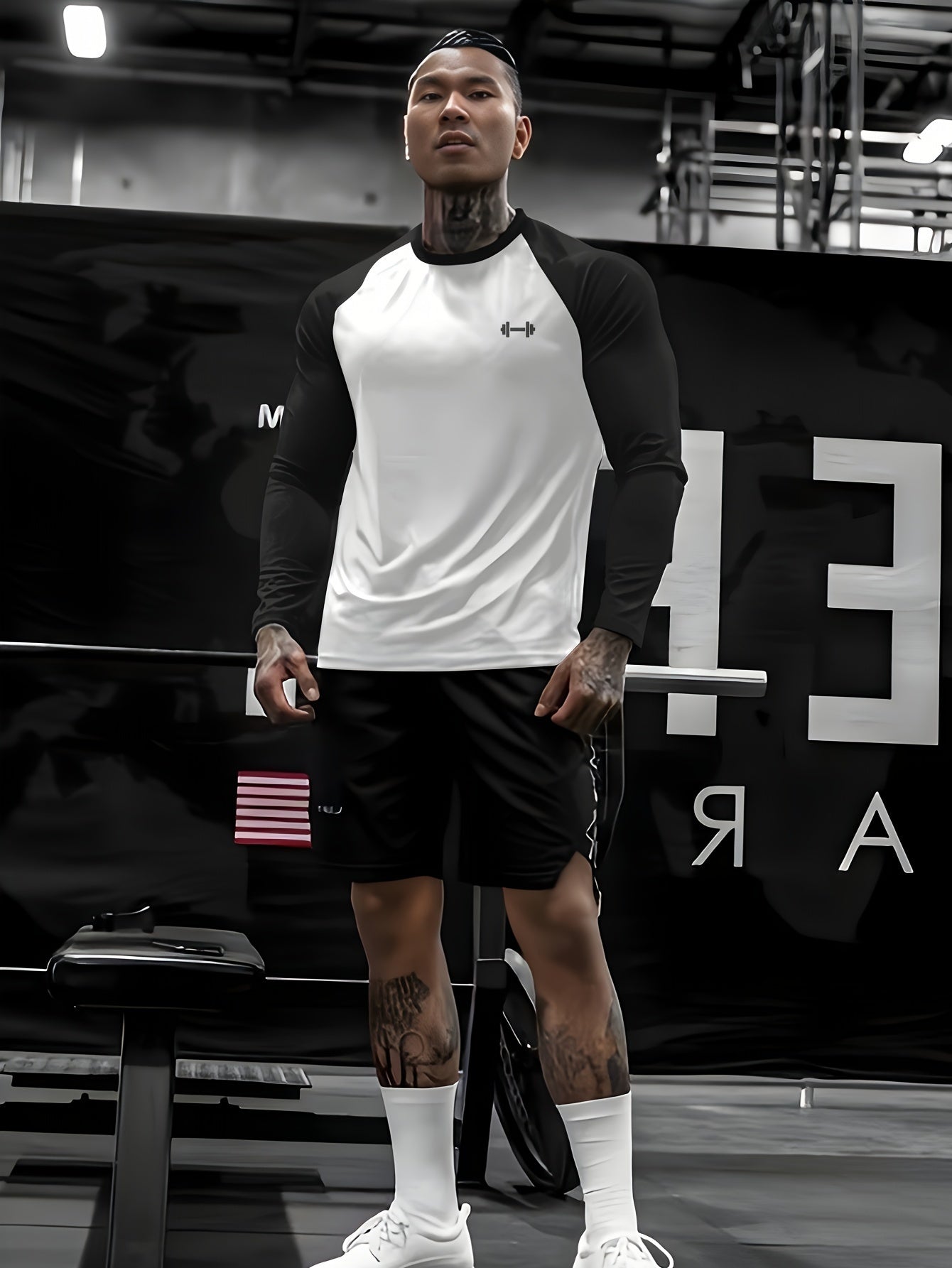 Men's Athletic Compression Long Sleeve T-Shirt - Quick-Dry, Breathable, with Graphic Print, Crew Neck, Stretch Fabric - Ideal for Running, Gym & Sports Activities, Gym Clothes