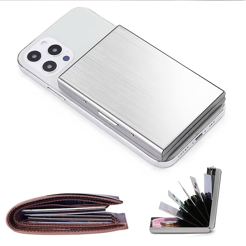 Premium Stainless Steel RFID Blocking Card Holder for Men – Sleek Black Metal Wallet with Multiple Compartments, Perfect Father’s Day Gift for Dad, Secure Card Storage | Polished Finish | Metallic Construction