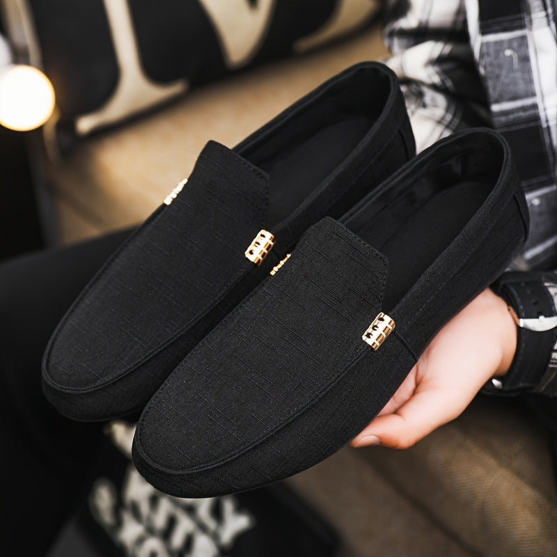 Men's Slip-On Casual Sneakers - Breathable Upper, EVA Cushioned Insole & Durable PU Sole - Low-Top Round Toe Design for All-Season Outdoor Hiking, Daily Wear & Leisure Activities, Allseason Shoes | Stylish Slipons | Fabric Li