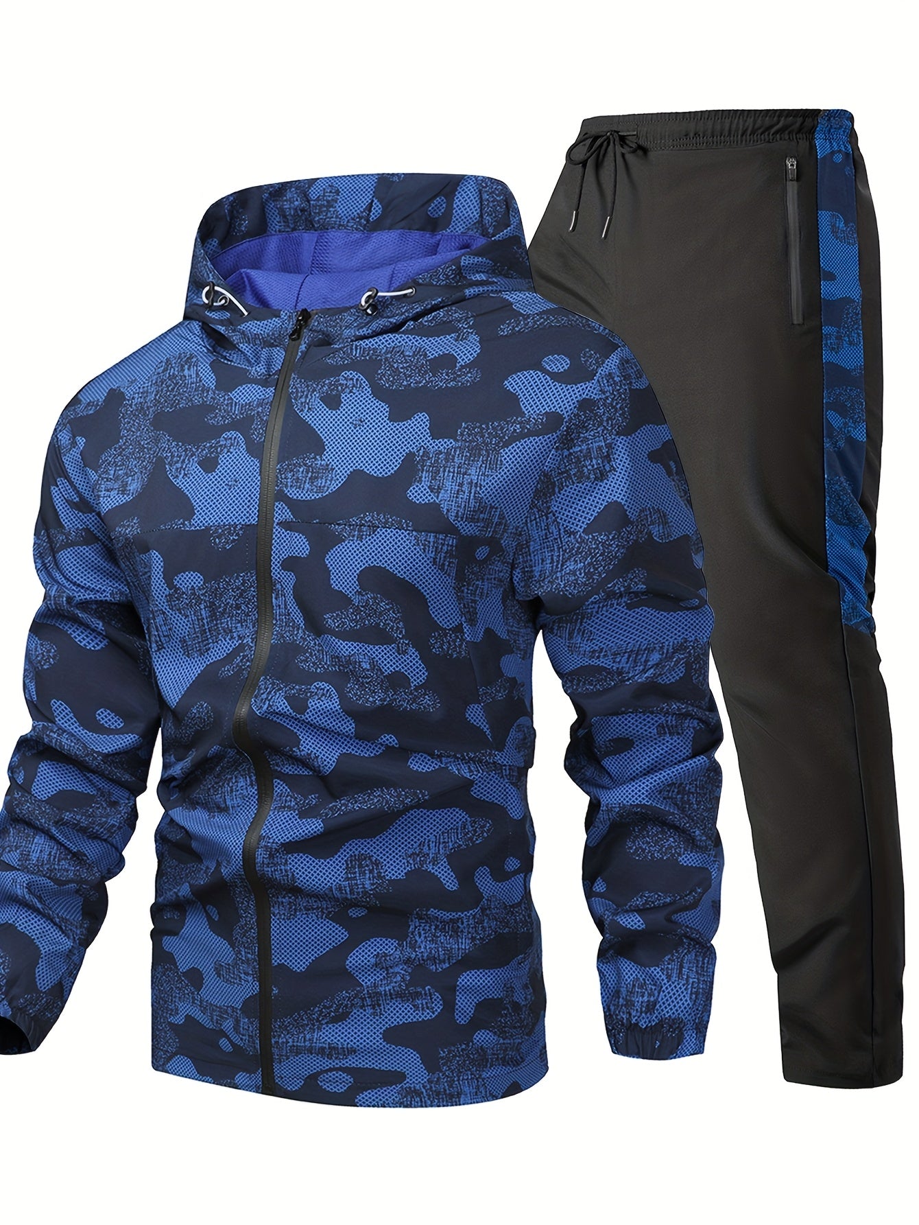 Men'S Suit, Casual Stylish Sportswear, Long-Sleeve Jacket, Woven Hooded Jacket, Sports Long Pants, Men'S Woven Moisture-Wicking Long Pants, Sweat-Resistant