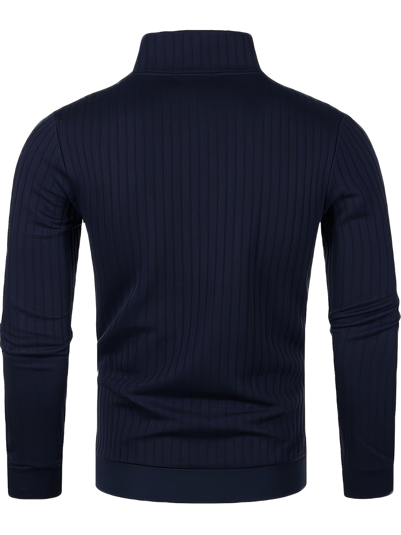 Men'S Casual Polyester Sweater, Solid Color, High Neck Quarter Zip, Long-Sleeved Pullover, Regular Fit, 100% Polyester Knit Fabric, 230g/m² - Fall/Winter Essential