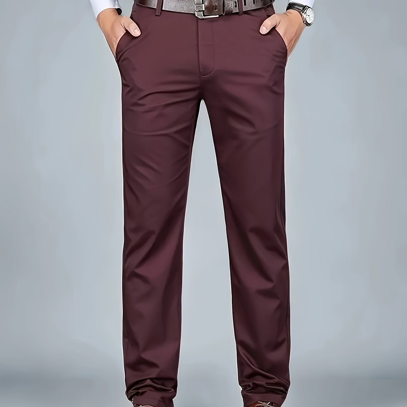 Four Seasons Men's New Casual Formal Pants Business Style Trendy Casual Long Pants Fashionable Versatile Men's Elastic Western Pants Comfortable Classic Design Casual Wear