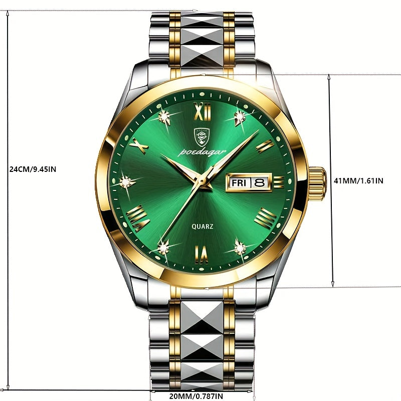 Luminous Calendar Men's Quartz Watch Business Sports Teenagers Trend Stainless Steel Student Wristwatches, Ideal choice for Gifts Christmas Gift Valentine's Day