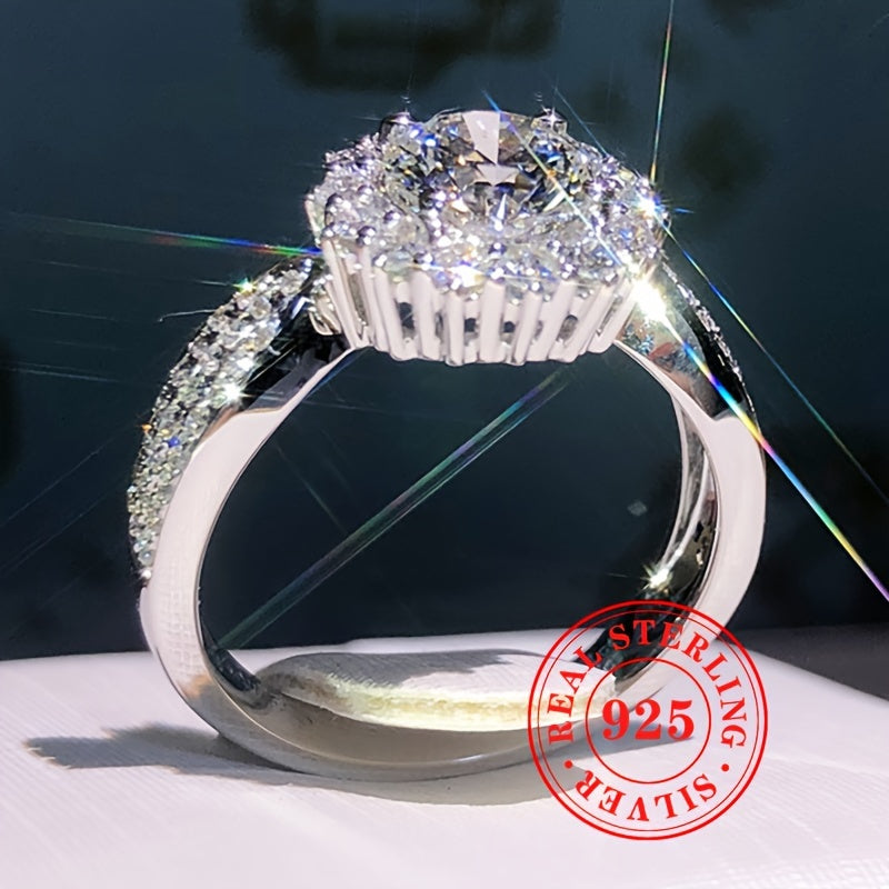 A 4.2g S925 Sterling Silver Inlaid With Super Shiny Zirconia Flower Ring, Suitable For Ladies To Wear At Romantic Weddings, Banquets, And Daily Occasions. This High-end Jewelry Ring Is A Perfect Valentine's Day Gift.
