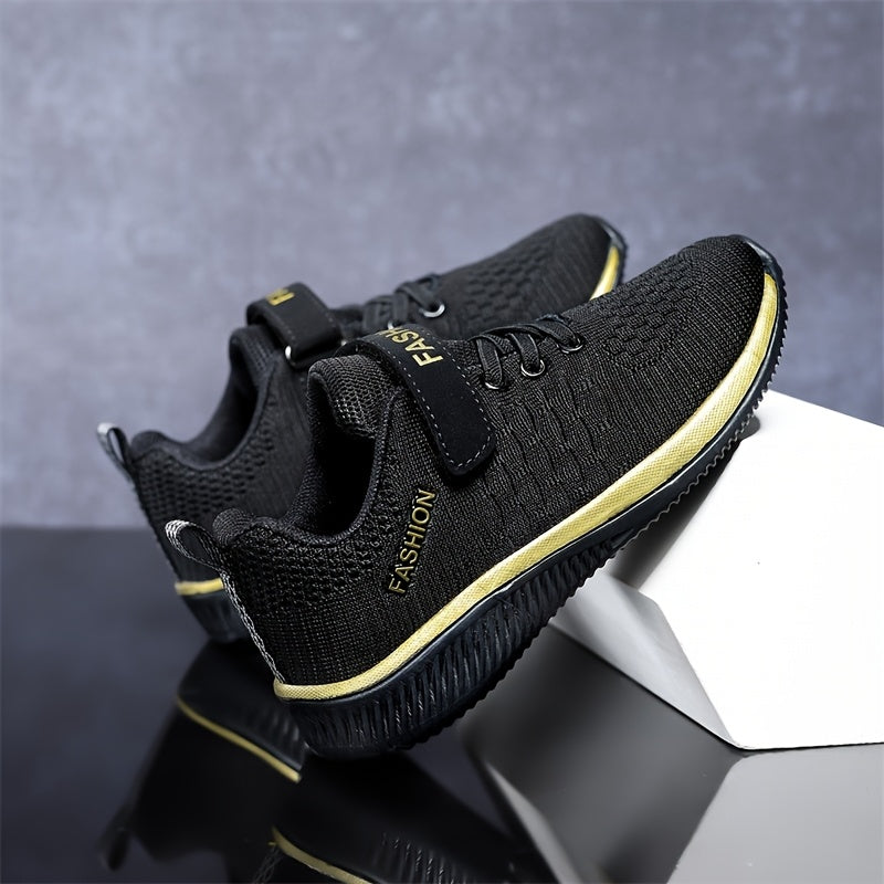 Youngsters' Breathable Knit Sneakers with Closure - Lightweight EVA Sole, All-Season Casual & Outdoor Running Shoes for Boys & Girls, Black, Youngsters Sneakers, Youngsters'S Footwear, Sporty Youngsters'S Footwear, Durable Yo