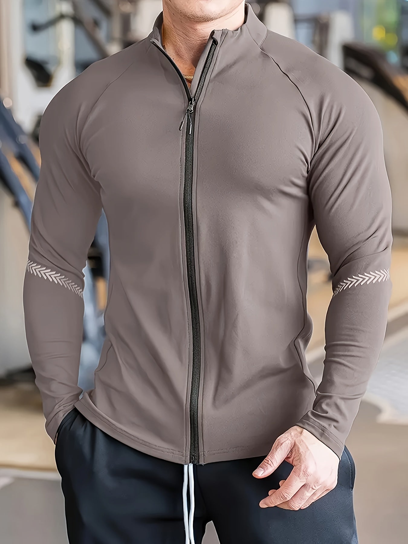 Men'S Ultra-Breathable UV Protection Long Sleeve Zip Neck Jacket, Quick-Dry Lightweight, for Intense Basketball, Cycling, Hiking & All-Outdoor Adventures