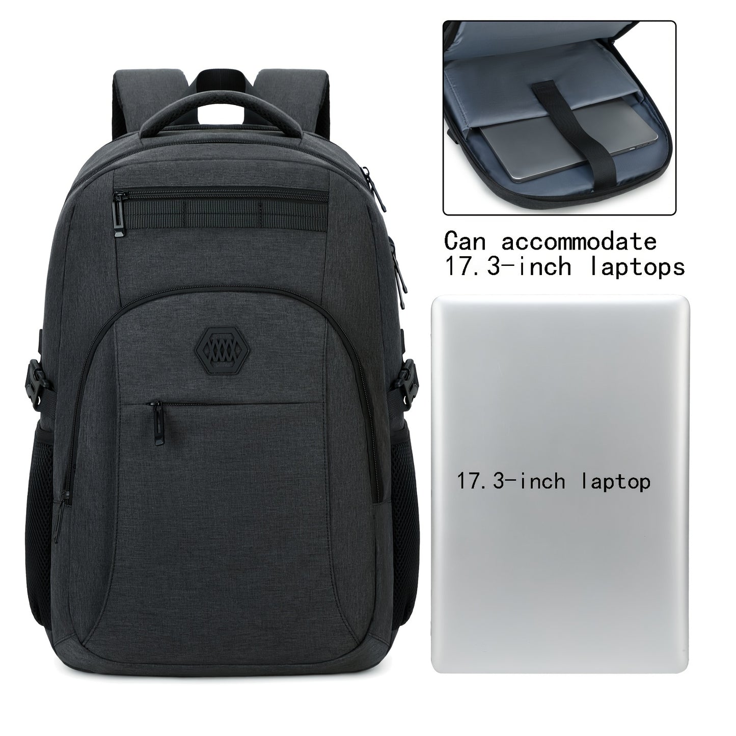 Travel Laptop Backpack, Business Slim Durable Laptop Backpack With USB Charging Port And Trolley Cover, Male And Female College High School Laptop Bag For 15.6 Inch Laptop