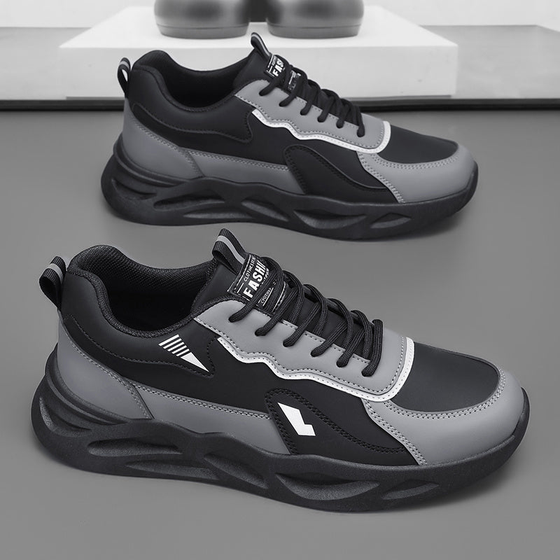 Men's Retro Sporty Casual Sneakers - Low-Top Breathable PU Upper, Cushioned EVA Insole & Durable PVC Outsole - All-Season Comfort for Daily Wear, Running & Casual Outings - Black