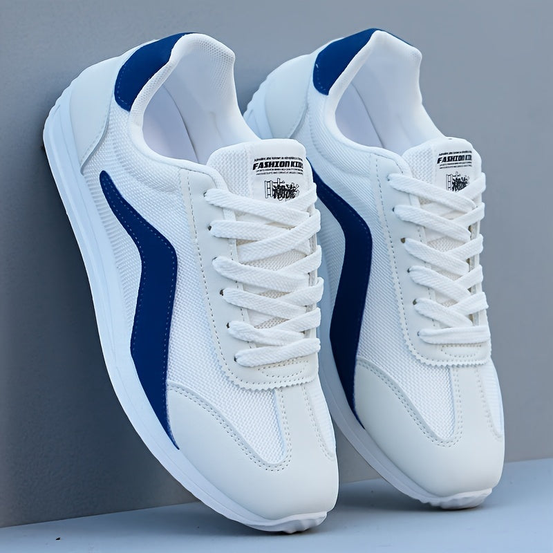 Fashion Sneakers Men'S Breathable Mesh Casual Sports Running Shoes - Striped Low Top Lace-Up Round Toe Comfort Footwear for All Seasons - PVC Sole, Fabric Insole, Everyday & Athletic Use