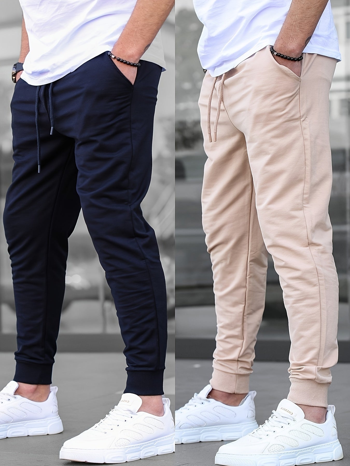 Men's Solid Color Jogger Sports Pants With Drawstrings, Casual Lightweight And Breathable Running Fitness Slim Pants Outdoor Trousers