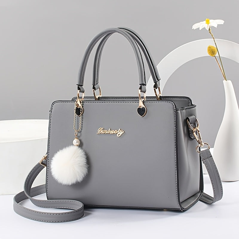 Elegant Black Tote Bag for Women - Large Capacity, Versatile with Detachable Strap, Smooth Finish, Perfect for Work & Casual Outings