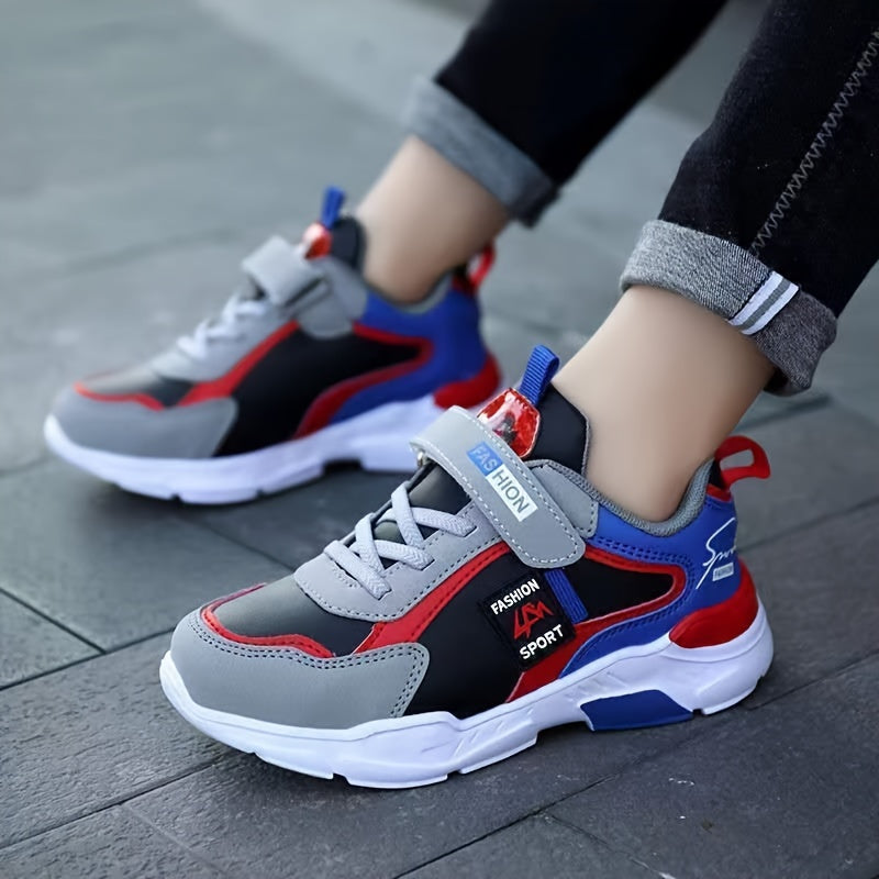 Girls' Stylish Sneakers - Casual Street Fashion, Mid-Top Design with Red & Blue Accents, Slip-On Style, Perfect for Running & Workout, Running Shoes|Stylish Casual Shoes|Elastic Strap Sneakers