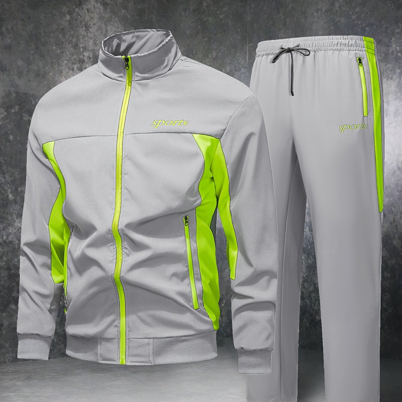 Men'S Casual Patchwork Athletic Suit Comfortable And Good Wear Coat And Long Pants Tracksuit
