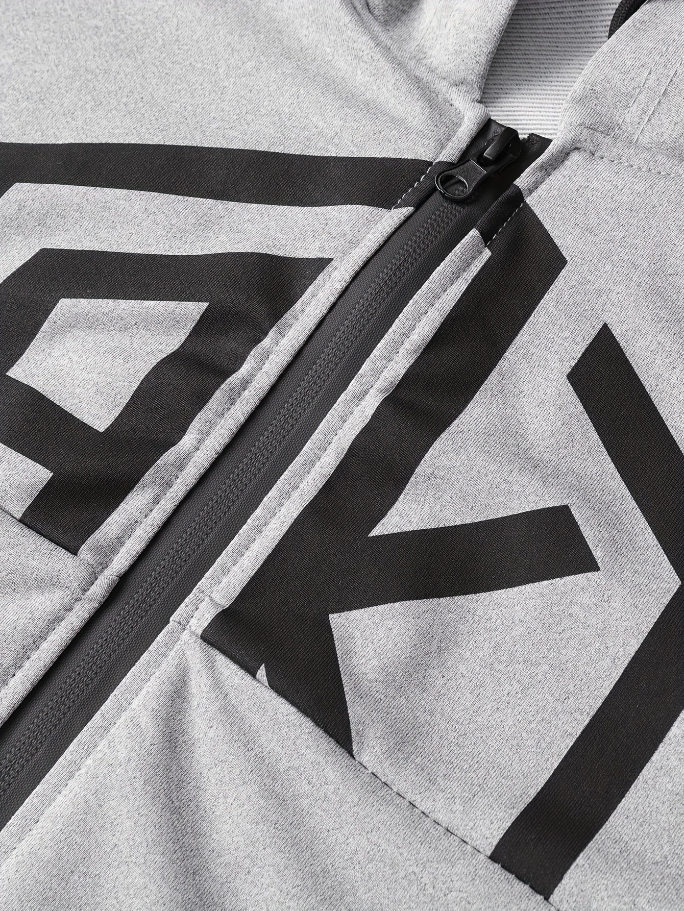 Men's AK Letter Print Long Sleeves Hoodies With Zipper Detail & Long Pants Two-piece Set, Slight Stretch Comfortable Clothing For Spring And Autumn