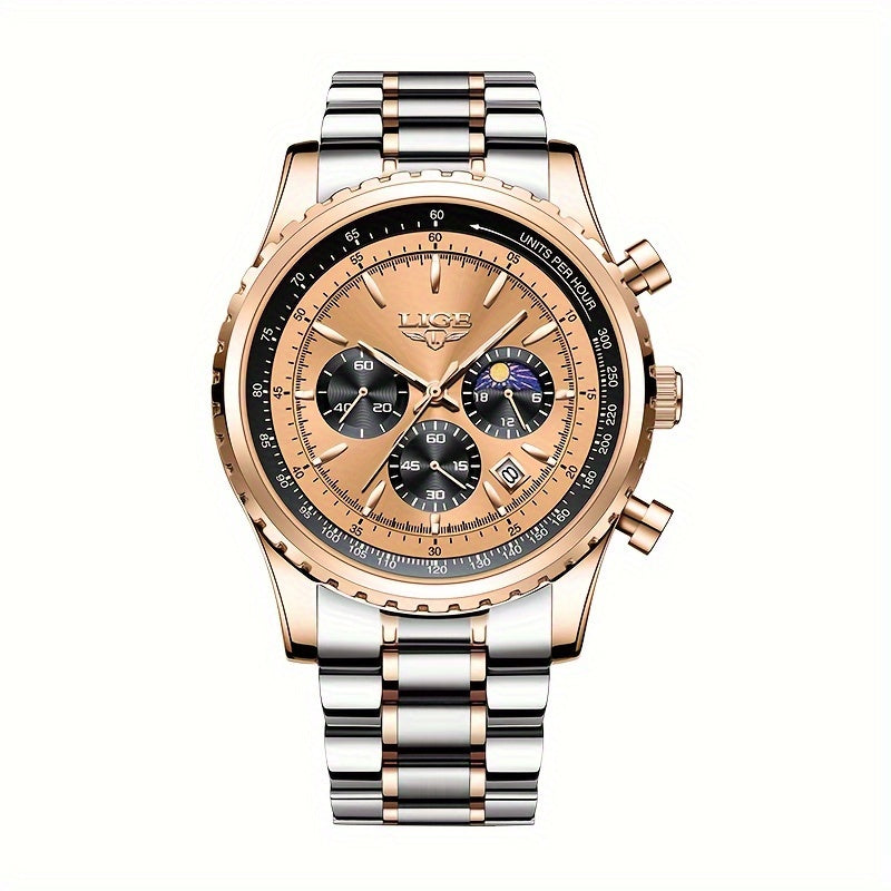 LIGE Top Brand Luxury New Quartz Watch for Women, Luminous Fashion Timepiece for Ladies, Date Chronograph Sports Wristwatch, Men'S Watch