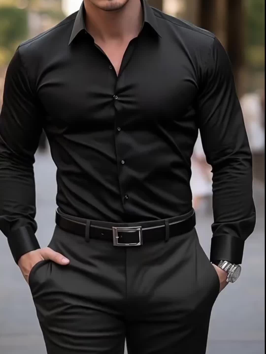 CS684166-Dress Shirt - Plain High-Quality Fabric, The Best Gift for Your Partner