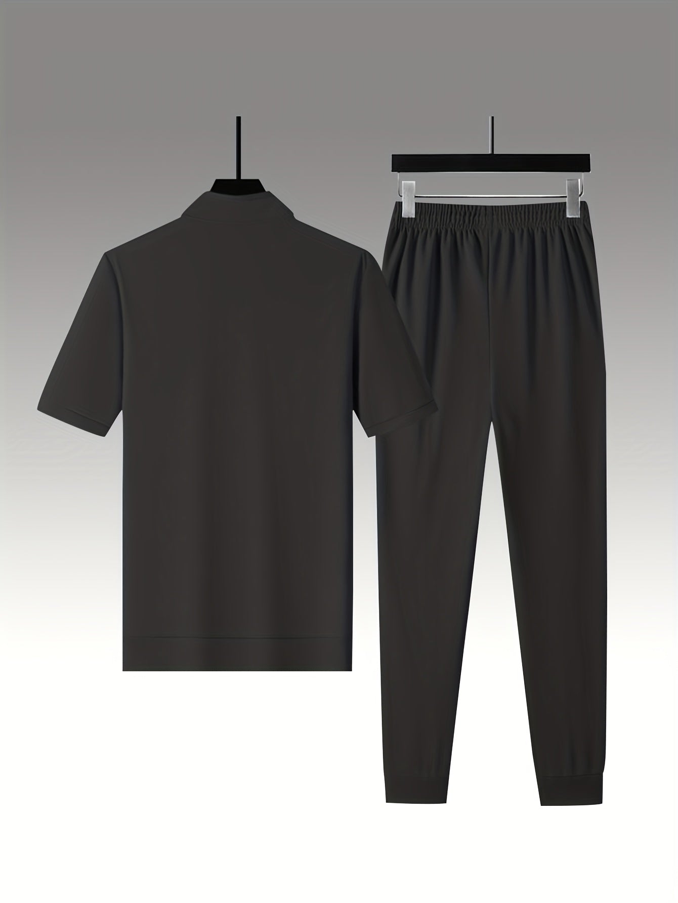 Men's Summer Casual Stand Collar Drawstring Sportswear Set