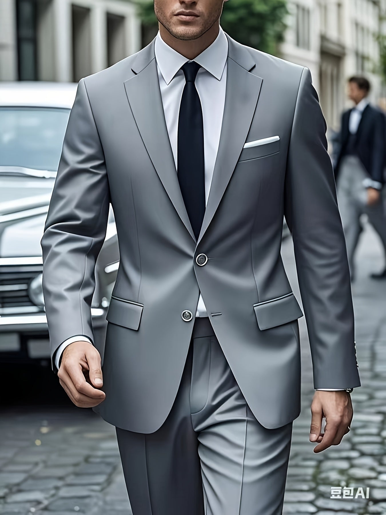 2pcs Luxury Classic Men'S Solid Color Suit - Notched Lapel Blazer and Pants, Regular Fit, Long Sleeve, Traditional Silhouette, Ideal for Weddings, Business Meetings - High-Quality Fabric, Comfortable Wear, Stylish Design, Wed