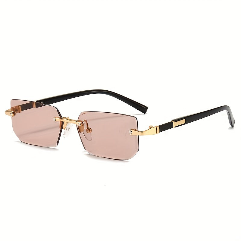 1pc Men's Fashion Rimless Fashion Glasses, Trendy Rimless Classic Small Square Summer Traveling Fashion Glasses, Ideal choice for Gifts