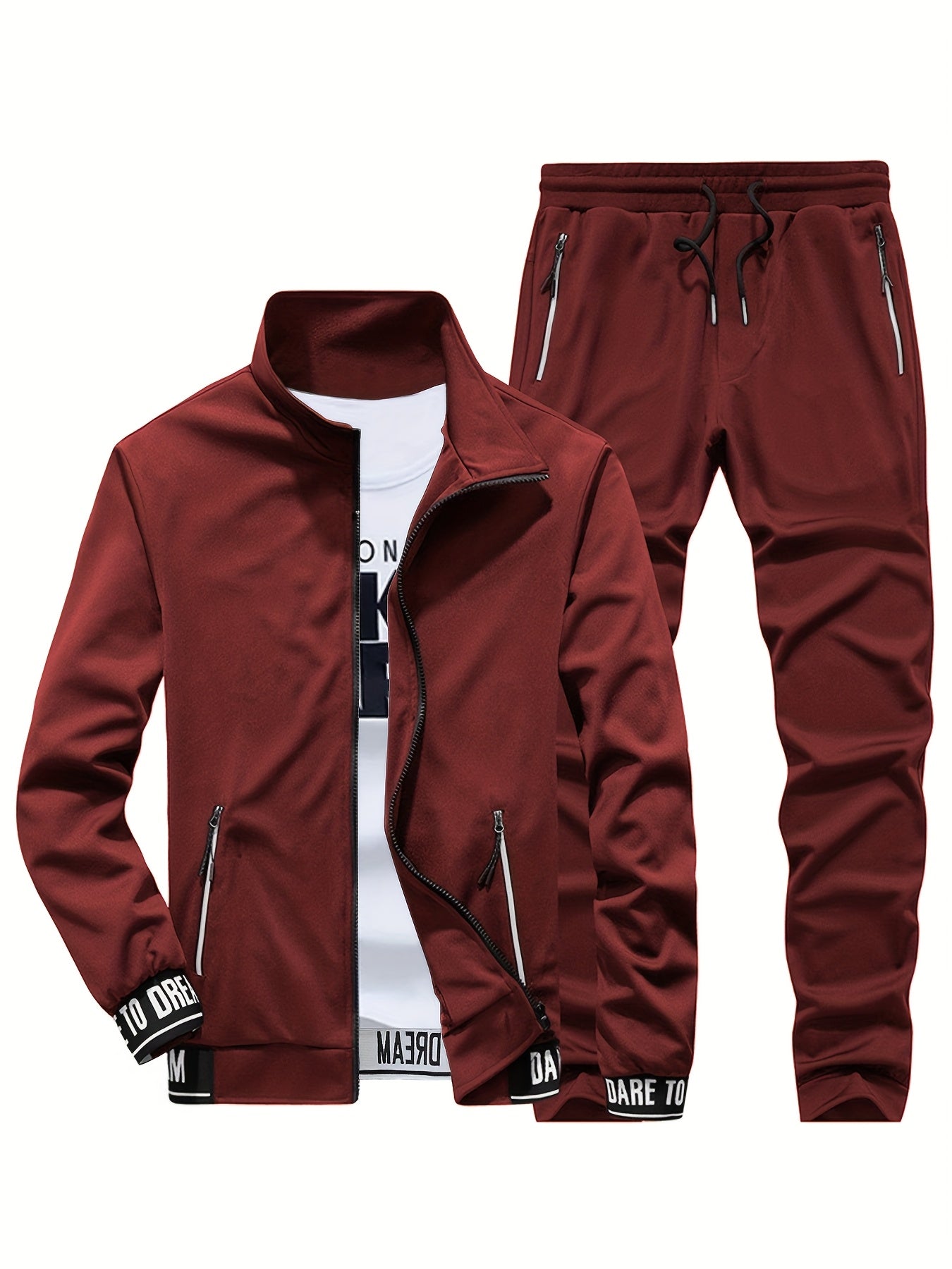 Spring and Autumn Men's Stand Collar Sports Casual Pants Suit