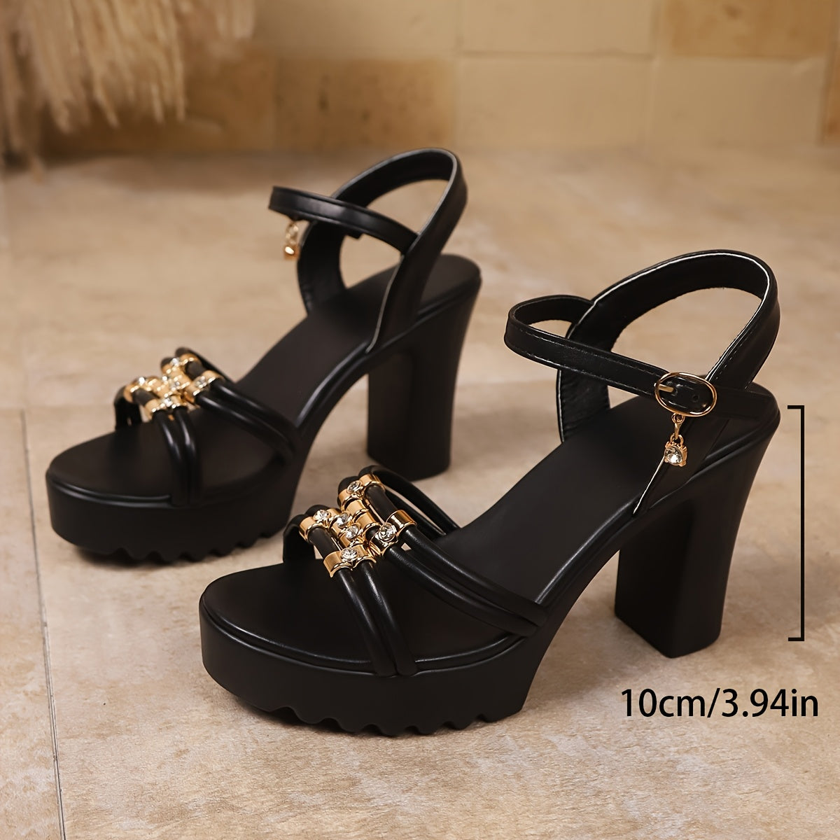 Women's Chunky Platform High Heel Sandals - Elegant Open-Toe Summer Shoes with Ankle Strap, Synthetic Cover Upper & PU Sole, White Versatile Dressy Casual Footwear, Chunky Heel Sandals, Formal Casual Wear, Crisscross Ankle St