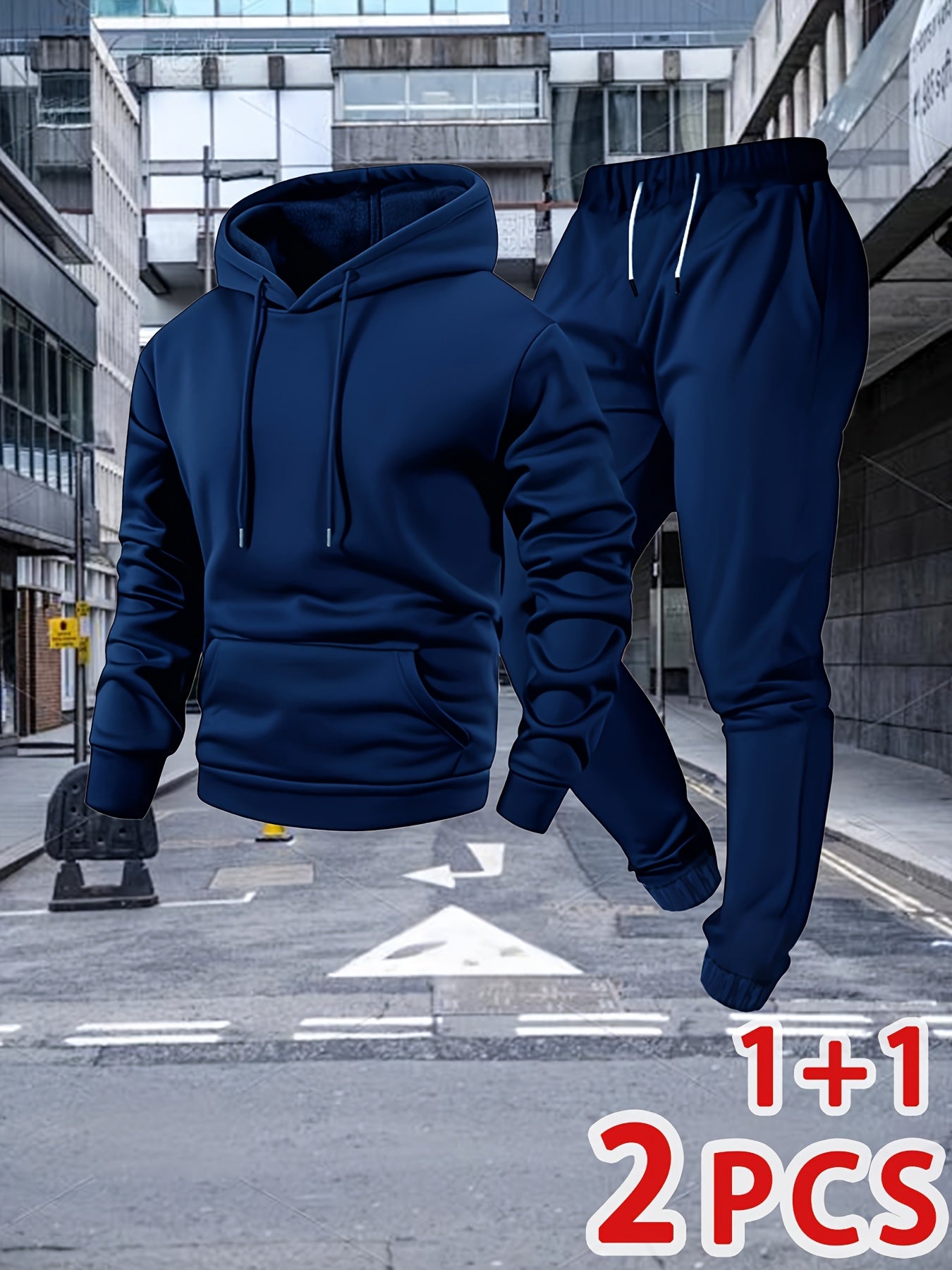 Men'S Autumn And Winter Two-Piece Suit, 1 Hooded Sweatshirt And 1 Pair of Casual Sweatpants, Loose Version, Comfortable to Wear, Very Suitable for Autumn And Winter Sports And Leisure Running Wear