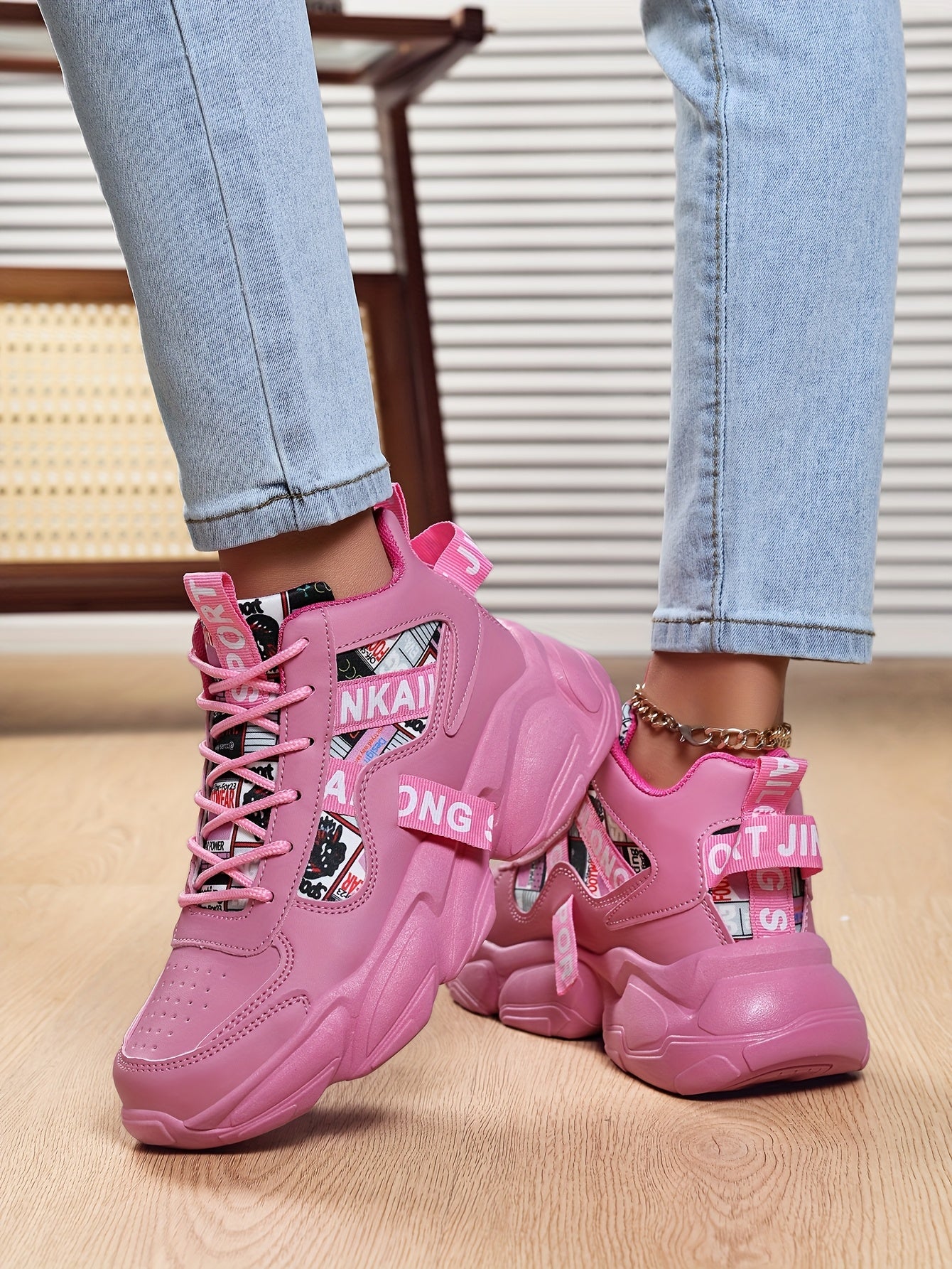 Women'S High-Top Plaid Skate Sneakers - Lightweight, Non-Slip, Shock-Absorbing Sneakers with EVA Sole, Synthetic Faux Leather Upper & Fabric Lining for All-Season Sports and Casual Wear, Casual Sneakers | Stylish Lace-Up Shoe
