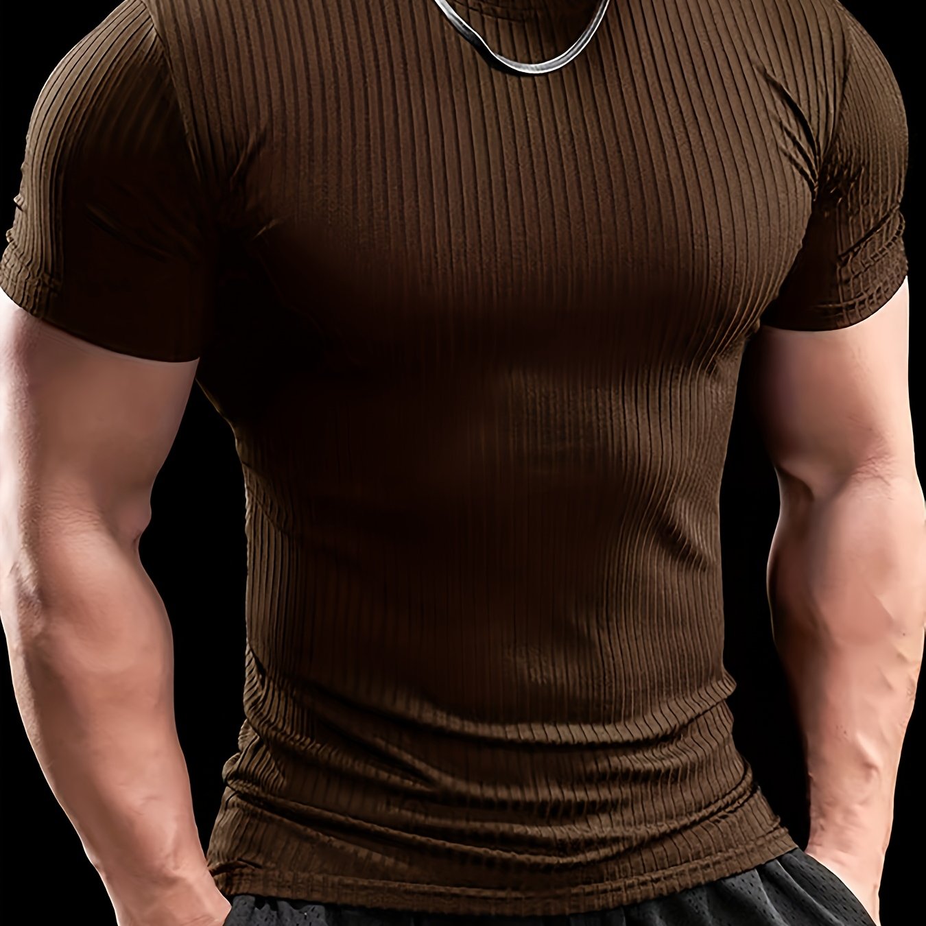 Men's Stretch Fit Short Sleeve T-Shirt - Breathable, Comfortable Polyester Blend, Solid Blue, Crew Neck, Casual & Sporty Style for Spring/Summer