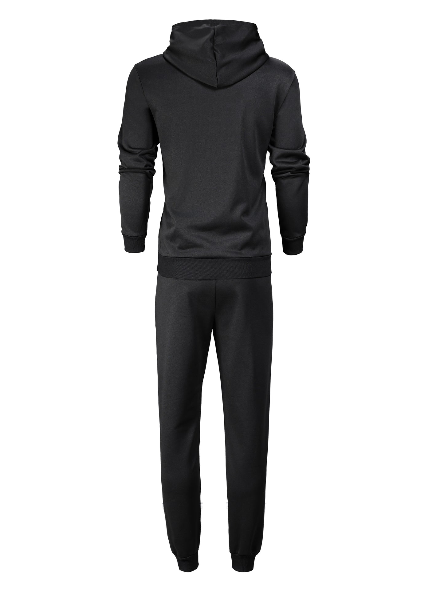 1set Men'S Casual Sports Suit, Polyester Hooded Sweatshirt and Jogger Pants Set, Solid Color, Elastic Waist, Cuffed Ankles, Knit Pullover with Pockets, Regular Fit for Outdoor Running and Jogging - Spring/Autumn Collection