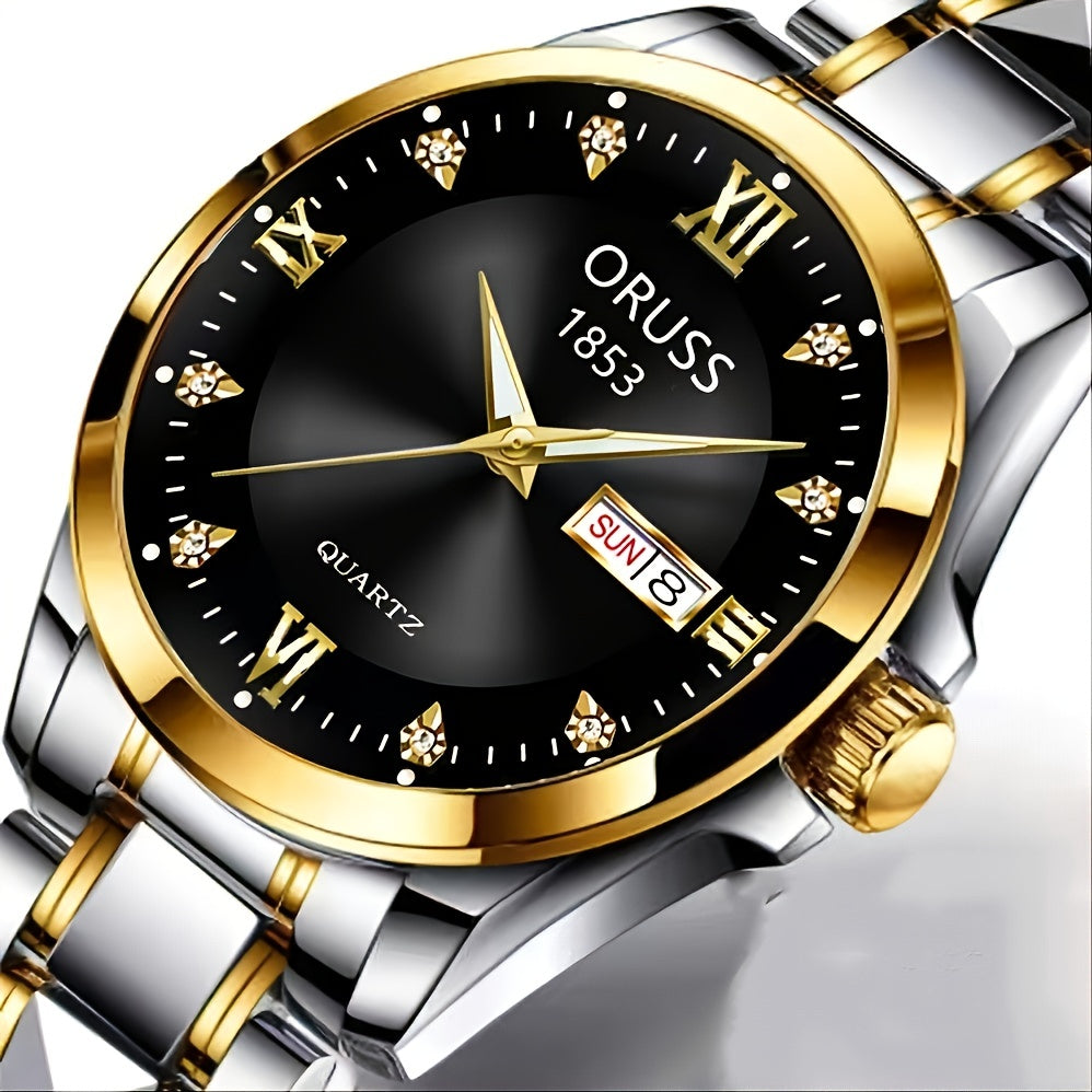 1pc Men's Round Luminous Quartz Watch, Wristwatch