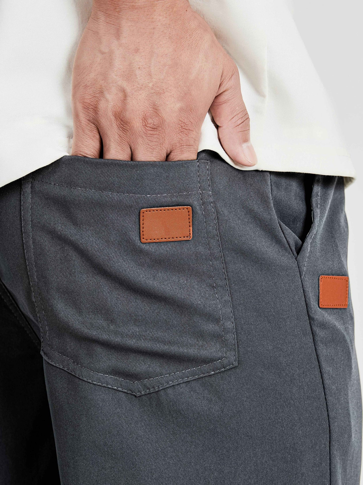 Men's Solid Color Drawstring Cargo Pants - Casual, Loose Fit with Multiple Pockets, Machine Washable