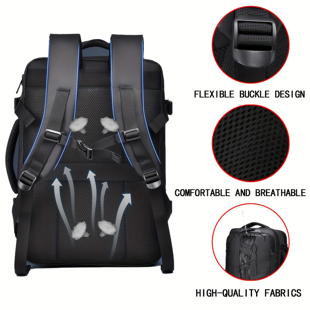 1pc HUABUPS Expandable Travel Backpack with USB Charging Port, 39.62 cm Laptop Backpack for Men & Women, High Quality Business Commuter Backpack with Multiple Compartments, Dilation Design & Padded Straps - Ideal Gift for Chr