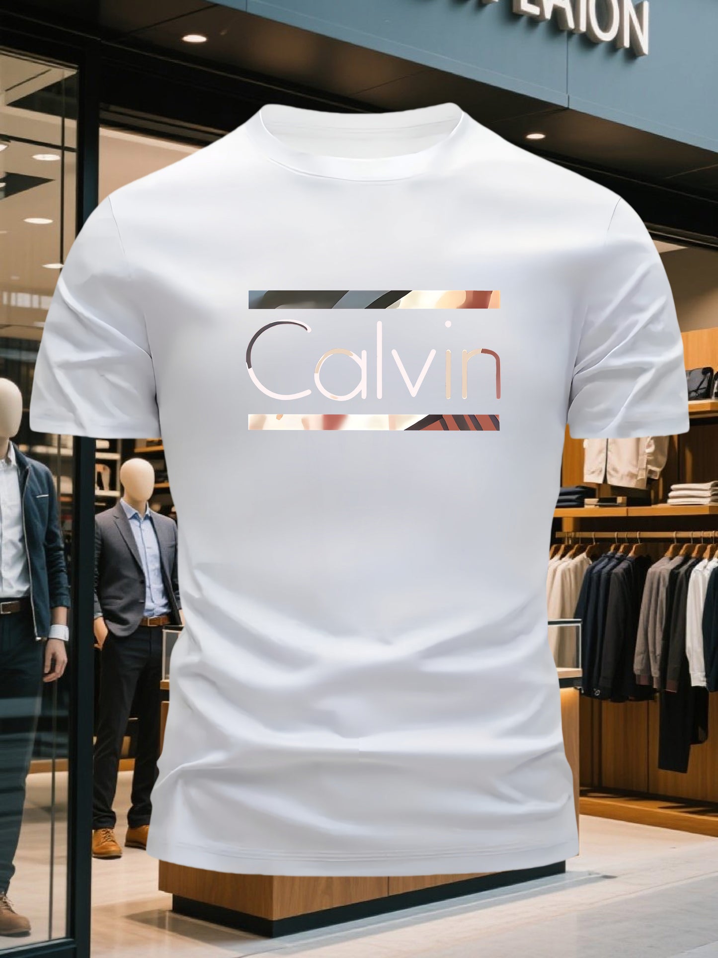 Men'S Bright Pink CALVI Graphic T-Shirt - Soft Breathable 100% Cotton Crewneck Tee, Everyday Casual Shirt for Office, Outings & Gym - Minimalist Modern Top, Comfortable Clothing, Stylish Letter Print, Durable Fabric, Short Sl