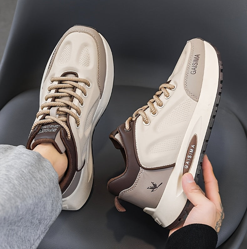 Men's Breathable Casual Sneakers - Trendy Dad Shoes with Thick Sole, Lace-Up, Mid-Top Design for Running & Fashion