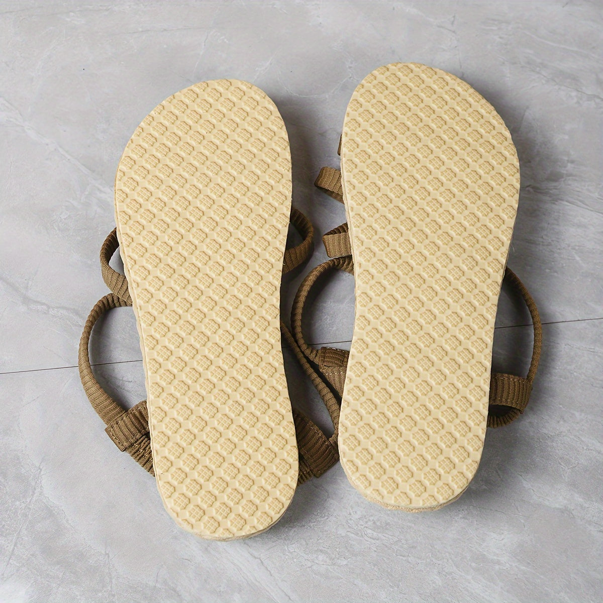 Women's Solid Color Flat Sandals, Casual Open Toe Summer Shoes, Lightweight Slip On Sandals