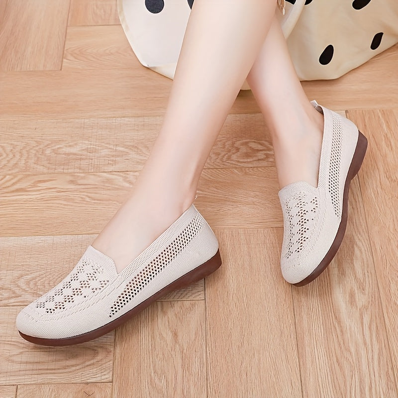 Women's Breathable Slip-On Casual Shoes - Lightweight, Non-Slip Comfort Sneakers with Perforated Design for Summer, Brown Fabric Upper & PVC Sole, Ladies Sneakers