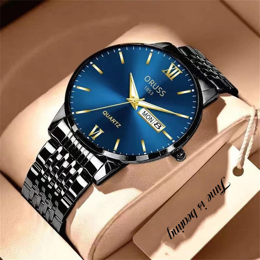 Men's watch calendar high-grade handsome fashion new trend steel watch jazz gentleman all Men's watch