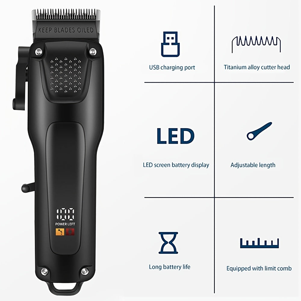 Men's Electric Hair Clipper USB Rechargeable Hair Clipper Beard Trimmer Professional Cordless Hair Cutting Machine Holiday Gift Father's Day Gift
