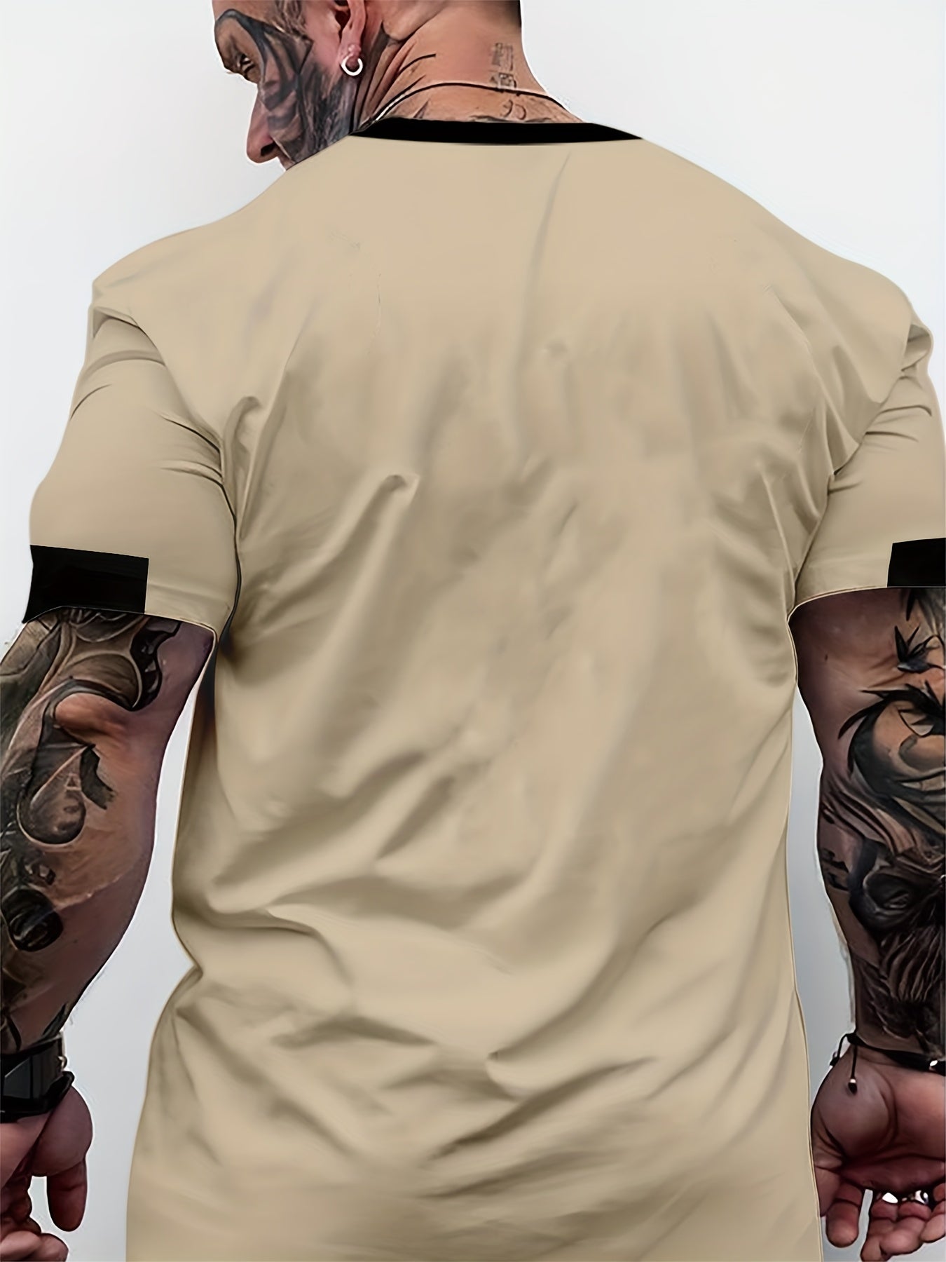Men'S Paris Graphic T-Shirt - Green Polyester Crew Neck Tee with White Stripes & Print - Casual Sporty Knit Top for Casual Attire, Breathable Fabric