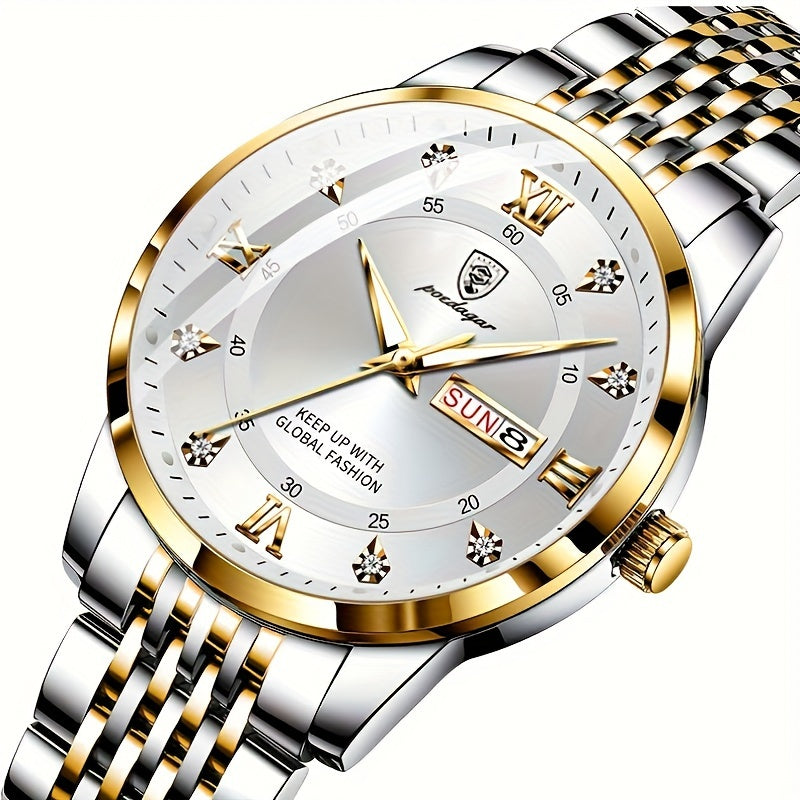 Women's Business Leisure Quartz Watch Luminous Fashion Date Dial Analog Steel Band Wrist Watch