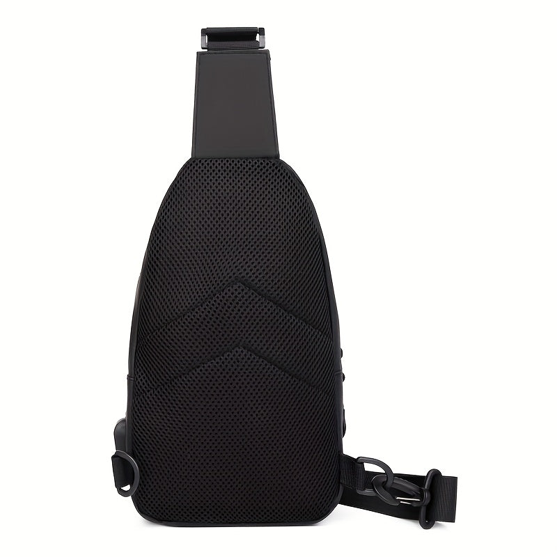 1pc CHATEK KAIAO Large Capacity PU Leather Sling Bag - Stylish Multi-Compartment Chest Bag for Travel, Business & School, Black, 36.2cm x 17cm x 8cm, Travel Shoulder Bag | Modern Sling Bag | Durable Zipper Closure