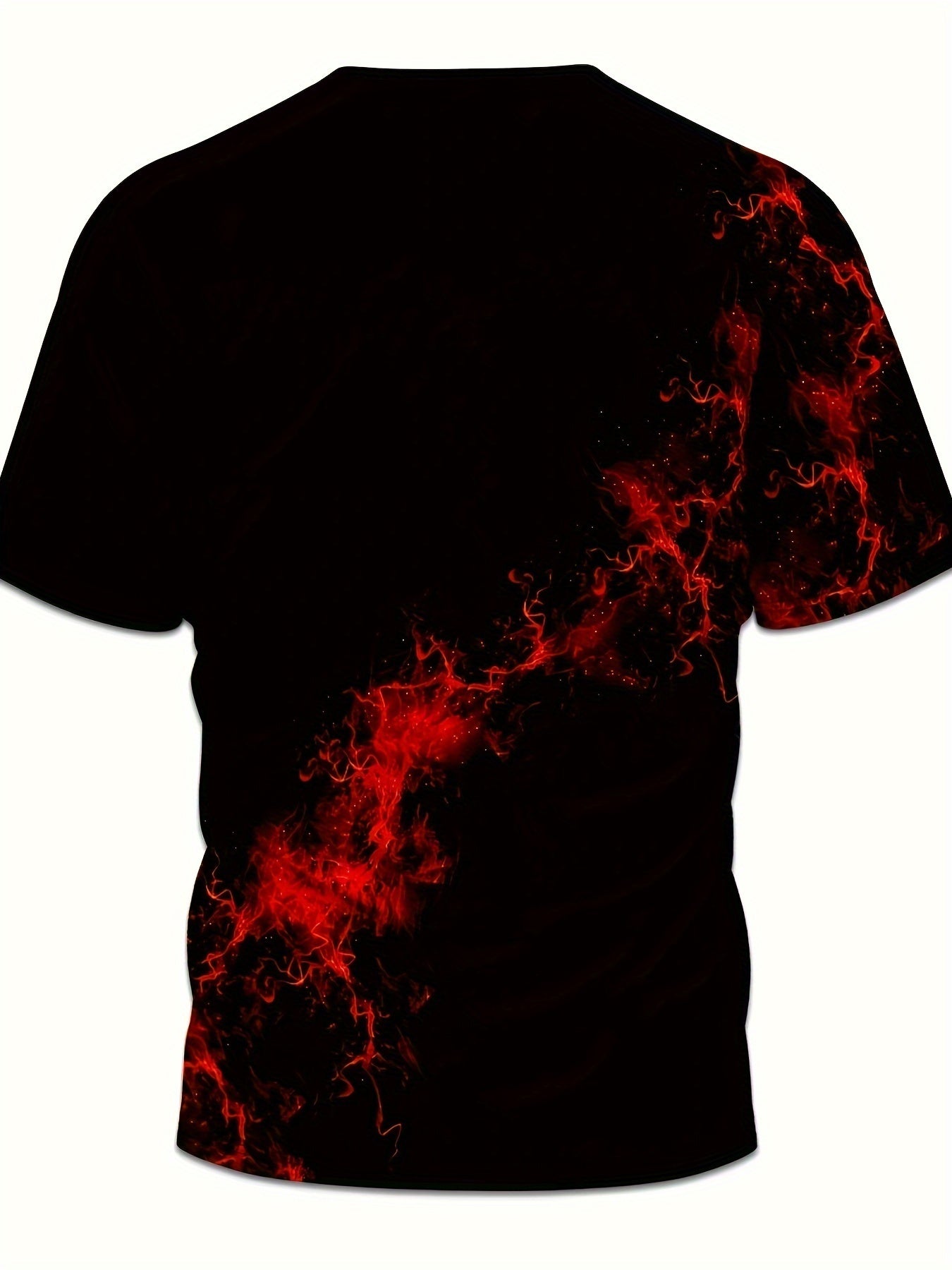 Men'S 3D Print Red & Black Flame Graphic T-Shirt - Casual Short Sleeve Crew Neck Tee with Mesh Fabric, All-Season Outdoor Shirt for Adults, Everyday Tshirt | Bold Graphic Tee | Mesh Fabric Shirt